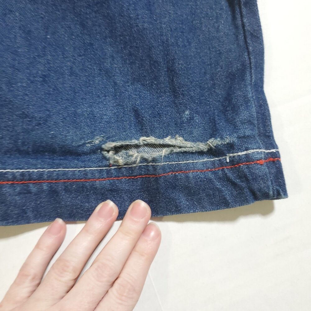 Vintage Rave 4 Real Cargo Jeans Size 7 Blue Y2K Baggy Utility Drawstring Womens - Picture 7 of 10